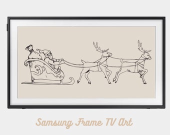 Santa Samsung Frame Art | Weihnachten Samsung Frame TV Art | Weihnachtsmann und Rentier Bilderrahmen