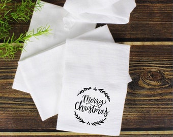 Farmhouse Inspired Flour Sack Towel | Kitchen Towel | Christmas Theme | O’Holy Night | Be Merry