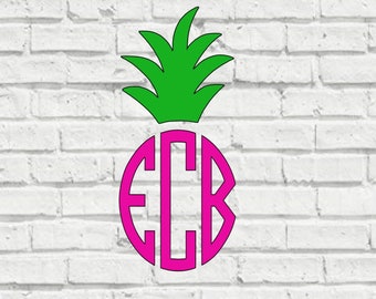 Personalized Pineapple Monogram Vinyl Decal