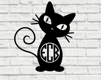 Personalized Cat Monogram Decal | Tumbler Decal