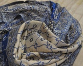 Paisley Stole, Indian Shawl w Personalized Gift Tag, Indian Scarf, Two Sided Shawl, Yoga Scarf, Blue and Beige Woven Stole, Ethnic Shawl