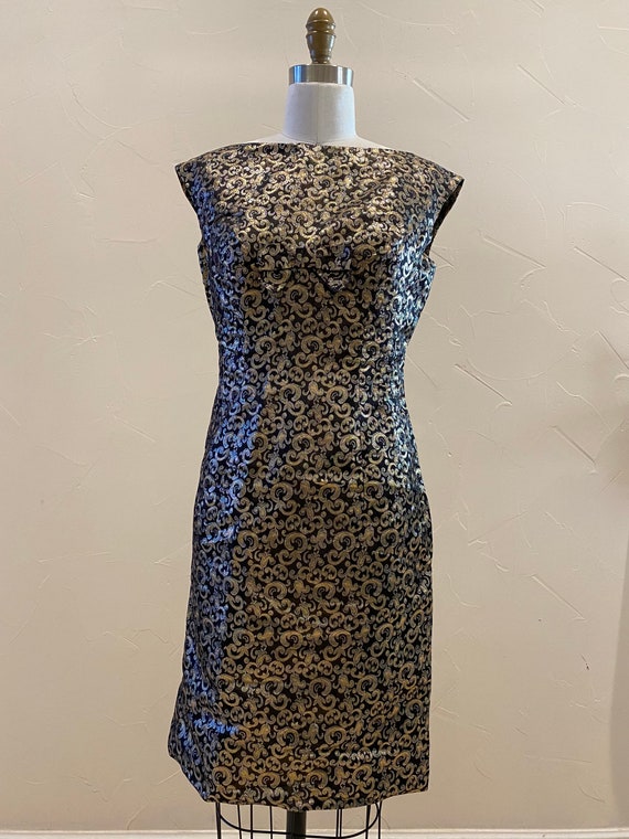 Vintage black & gold lame dress