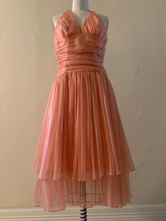 Vintage pleated halter dress