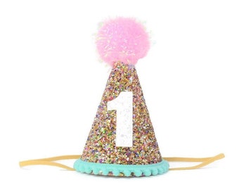First Birthday Girl, Birthday Party Hat For Girl, 1st Birthday Party Hat, First Birthday Girl Hat, First Birthday Photo Prop, Ready To Ship