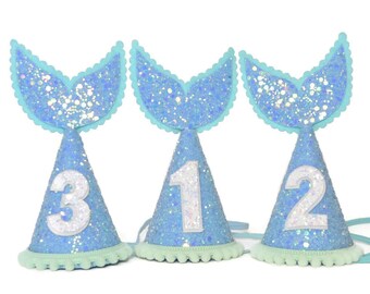 Mermaid Birthday Party Hat, Mermaid Party Hat, Mermaid Birthday, Ariel Under the Sea, Little Blue Olive