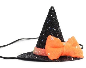 Black Glitter Name PERSONALISED WITCH HALLOWEEN SET Witch Hat Outfit Set Gift