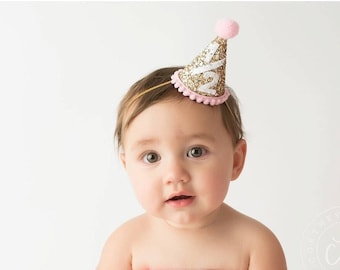 Half Birthday Outfit Girl, Baby Girl Party Hat, 1/2 Birthday Party Hat, Cake Smash, 1st Birthday Party Hat, Add Any Number