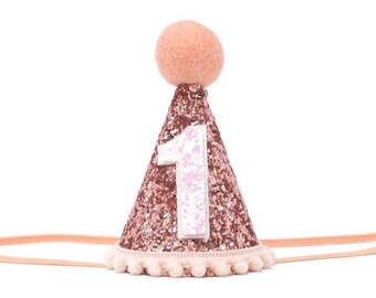 First Birthday Girl, First Birthday Outfit Girl, First Birthday Girl Party Hat, Smash Cake Girl, 1st Birthday Hat, Rose Gold Party Hat