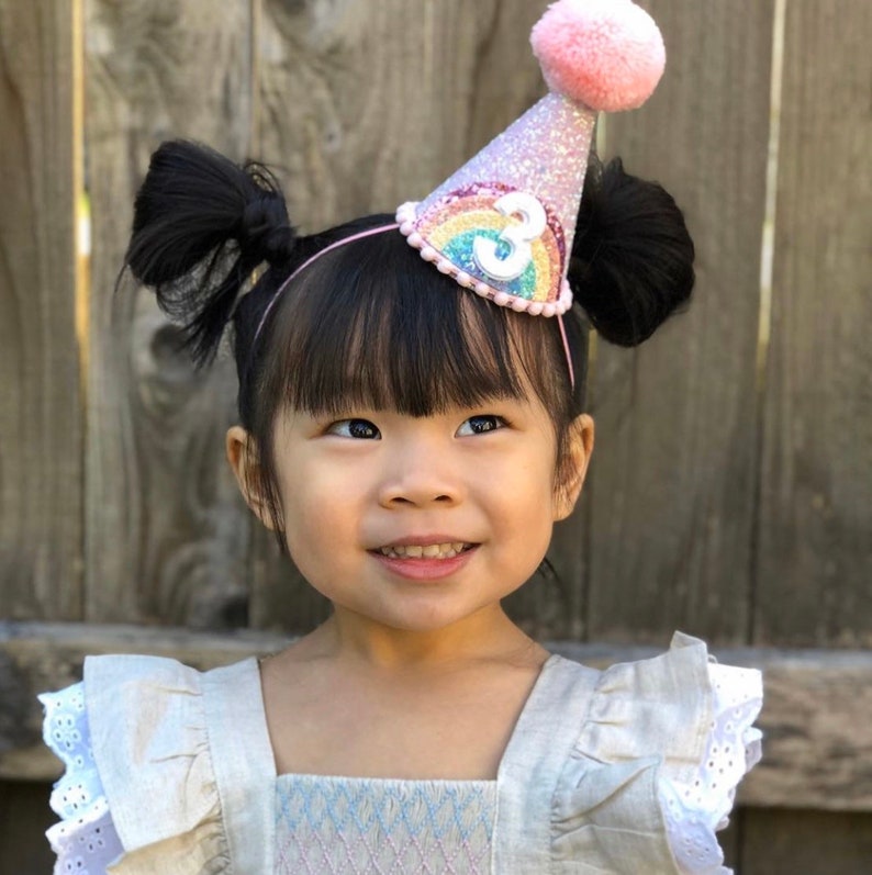 5th Birthday Girl Party Hat Rainbow Party Hat Fifth Birthday Etsy