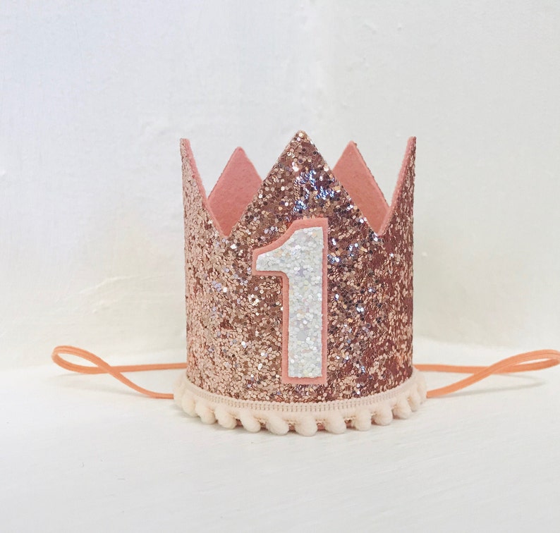 Baby Girl First Birthday Crown Rose Gold First Birthday Etsy