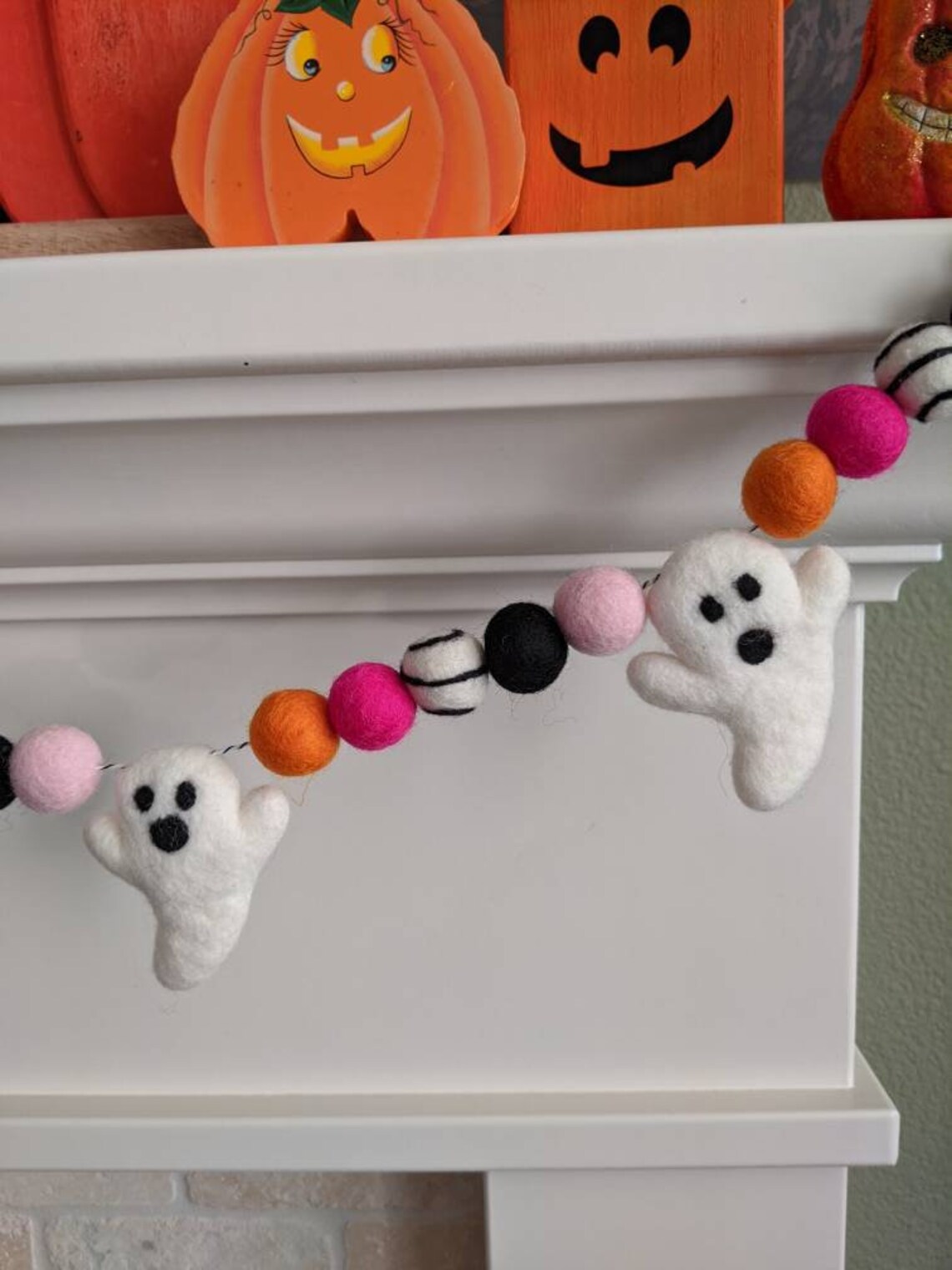 Ghost Garland Ghost Felt Wool Garland Halloween Garland Etsy