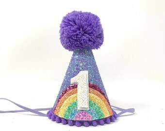 Birthday Girl Party Hat, Rainbow Party Hat, Birthday Party Hat, Pastel Rainbow, Pink Birthday Decor