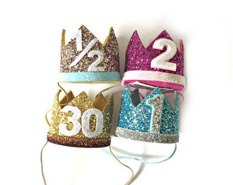 Design Your Own Glitter Crown || First Birthday Girl Boy Adult  || Add Any Number || Glitter Birthday Crown || Photo Prop and Cake Smash