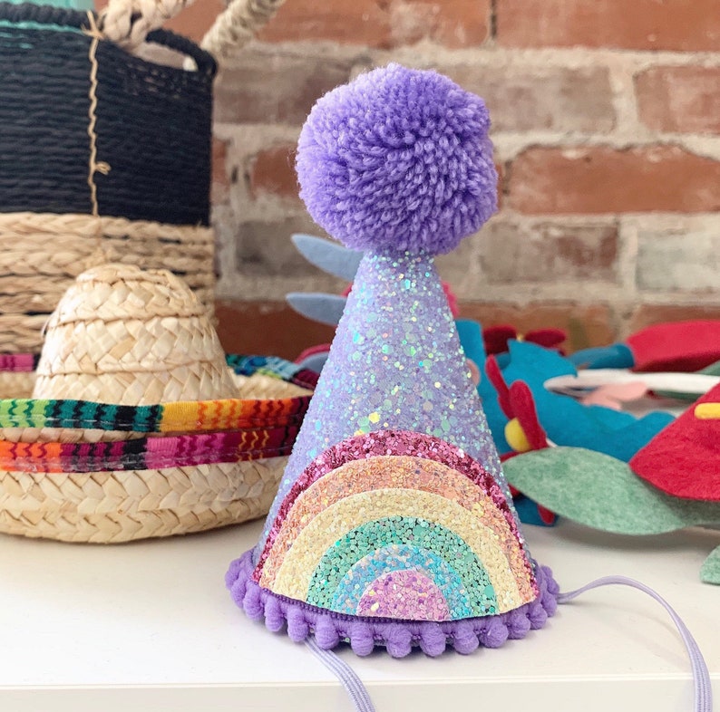 5th Birthday Girl Party Hat Rainbow Party Hat Fifth Birthday Etsy