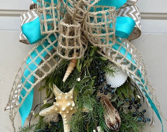 BY THE SEA (Aqua) Door Swag - Coastal - Beach House - Nautical Door Arrangement