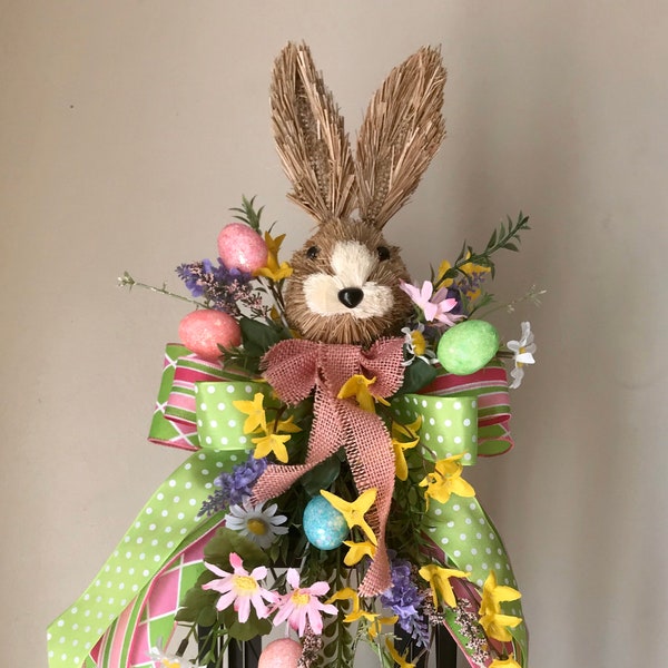 BUNNY TRAIL (Pink/Lime)- Decorative Easter/Spring Lantern Swag Tabletop Arrangement