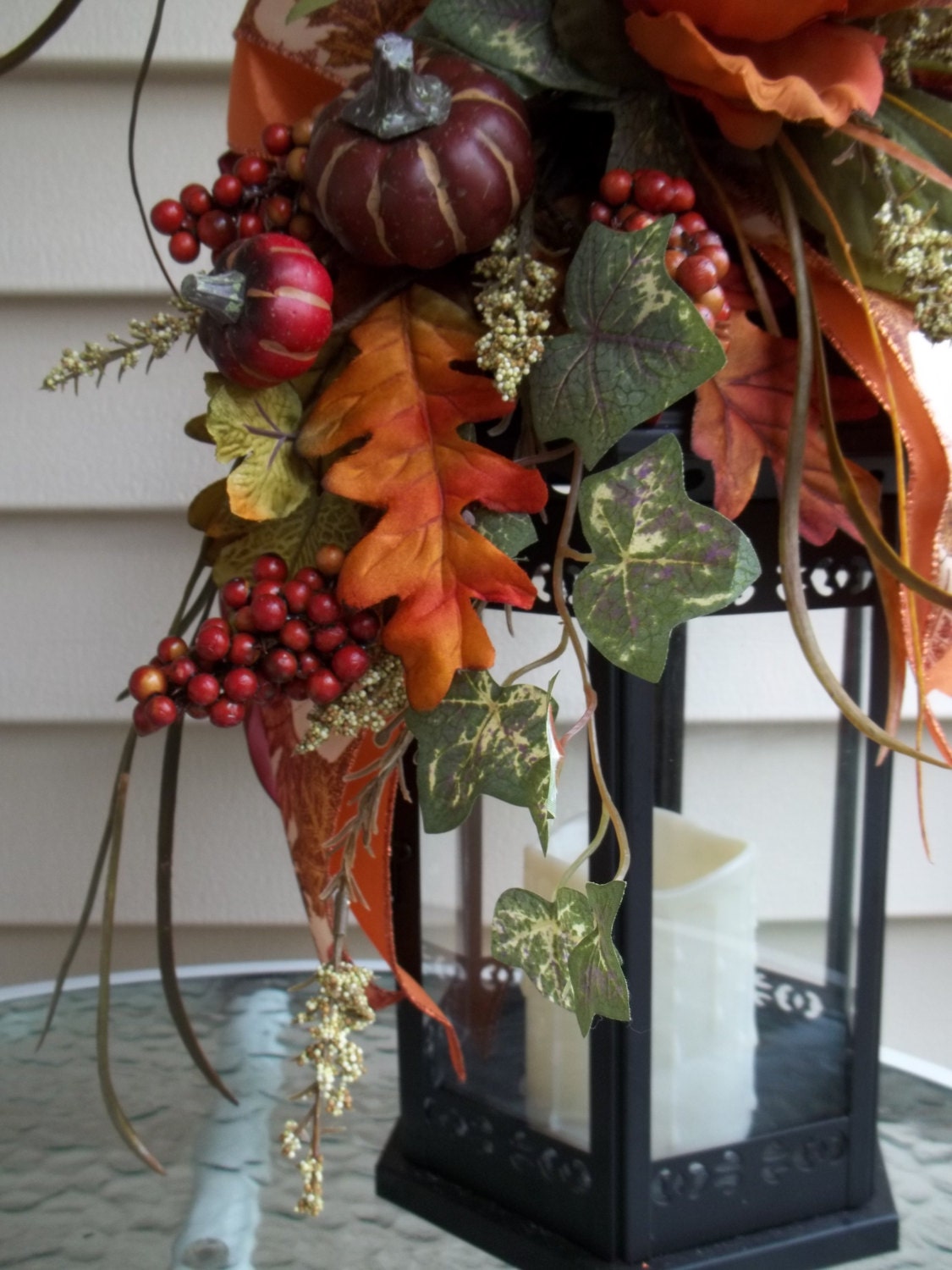 PERSIMMON & BURGUNDY Decorative Fall Thanksgiving Lantern | Etsy