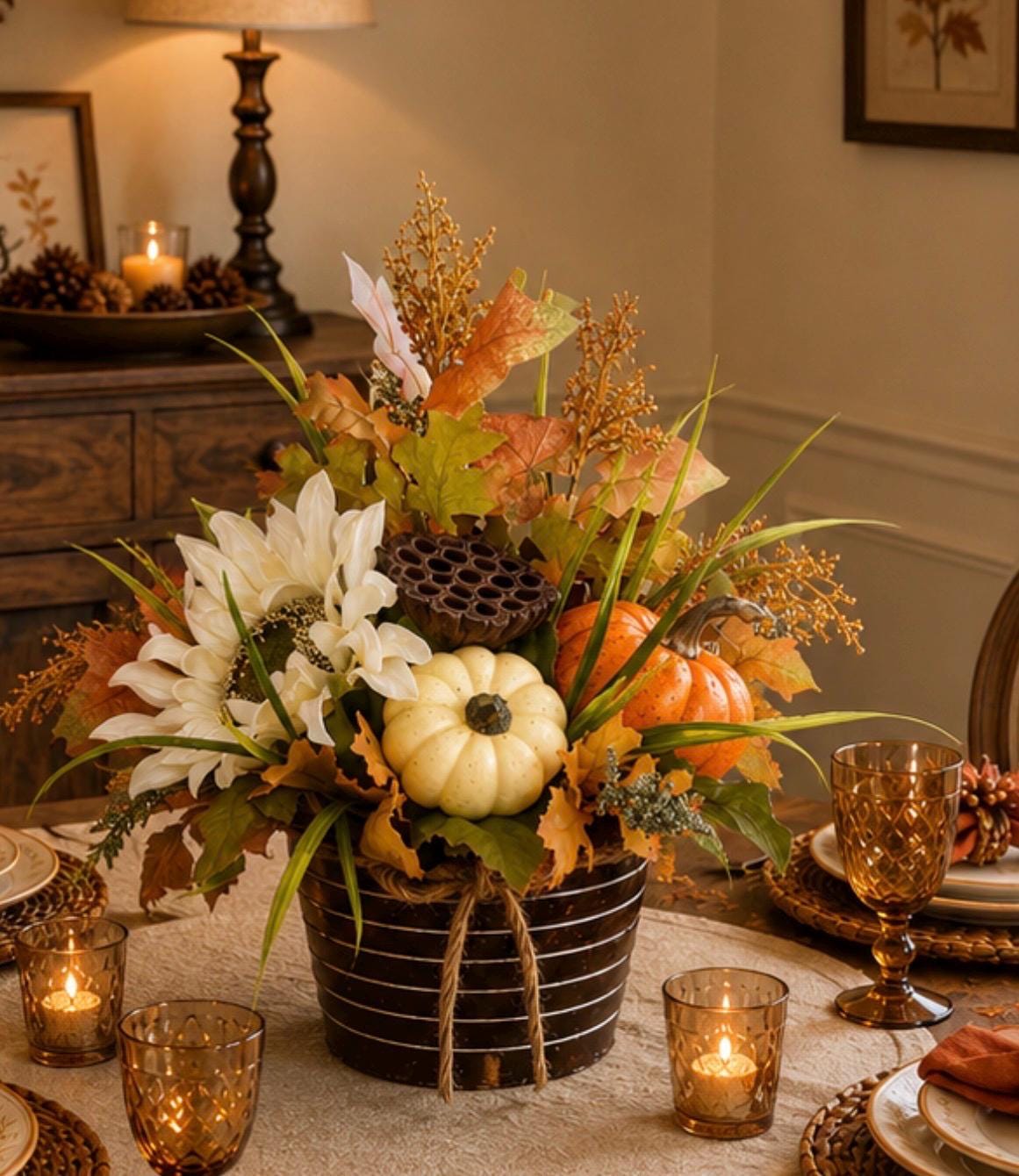 Pumpkin Lotus Centerpiece