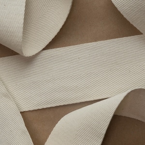 Cinta de sarga de algodón natural de 2 pulgadas de ancho, de peso pesado, sin blanquear, cortada a medida