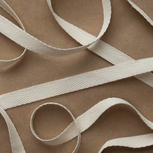 1/2 Inch Wide Natural Cotton Twill Tape, Heavyweight, Unbleached, by the yard or roll