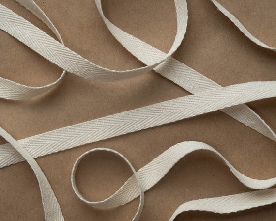 1/2 Inch Wide Natural Cotton Twill Tape, Heavyweight, Unbleached, by the yard or roll