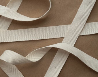 3/4 Inch Wide Natural Cotton Twill Tape, Heavyweight, Unbleached, by the yard or roll
