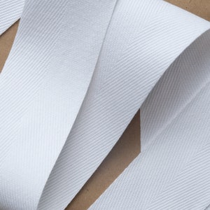 2 Inch Wide White Cotton Twill Tape, Heavyweight, by the yard