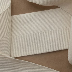 3 Inch Wide Natural Cotton Twill Tape, Heavyweight, Unbleached, by the yard