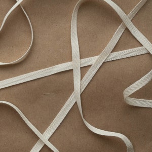 1/4 Inch Wide Natural Cotton Twill Tape, Unbleached, by the yard or roll