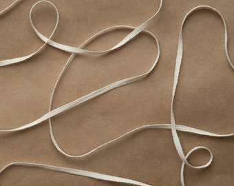 1/8 Inch Wide Natural Cotton Twill Tape, Unbleached, by the yard or roll