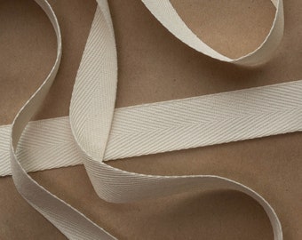 1 Inch Wide Natural Cotton Twill Tape, Heavyweight, Unbleached, by the yard or roll