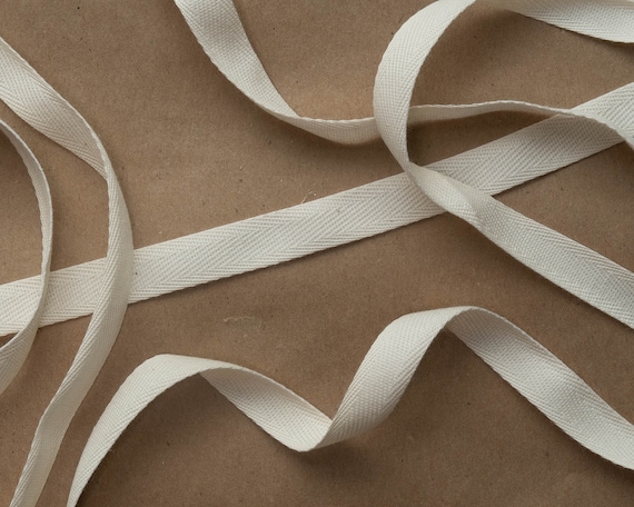 1/2 Inch Wide Natural Cotton Twill Tape - Lightweight, Unbleached, by the yard or roll