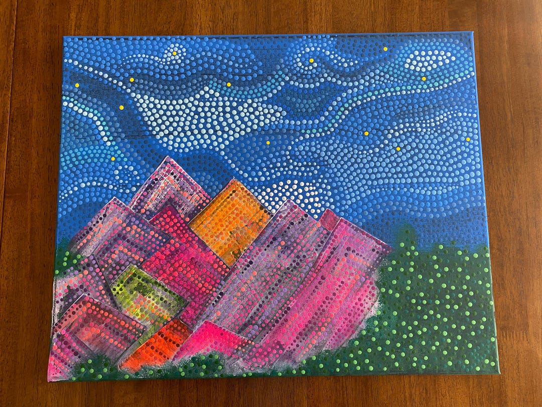 Abstract Landscape Painting "moonrise" 16x20" Original Acrylic on ...