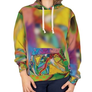 Colorful Hoodie Blurry Abstract Painting Graphic My Original Abstract Artwork Women&#39;s Men&#39;s Unisex Pullover Wearable Art