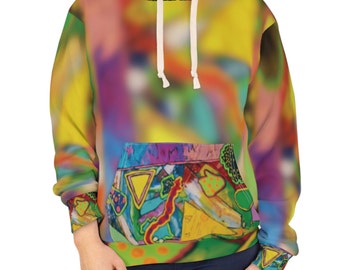 Sudadera con capucha colorida pintura abstracta borrosa gráfico mi obra de arte abstracta original mujeres hombres unisex pullover arte usable