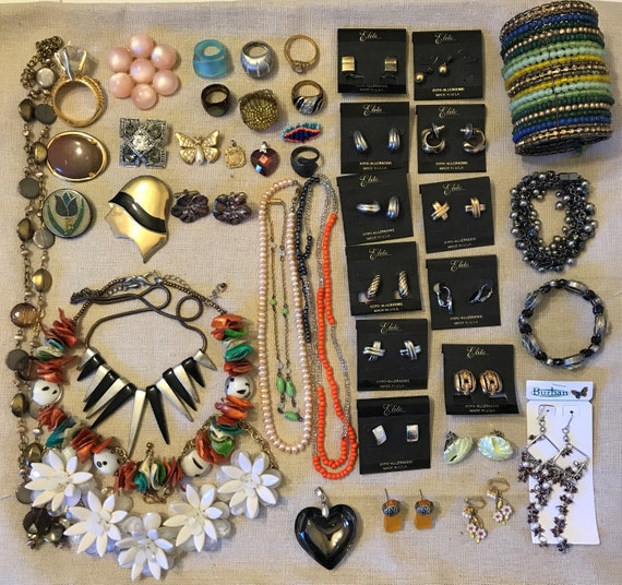 Destash Vintage Jewelry Lot Earrings Bracelets Necklaces 