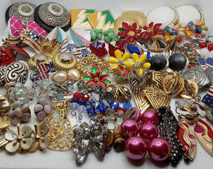 Clipon Earrings Lot 51 Pairs Vintage to Modern All Wearable Reseller