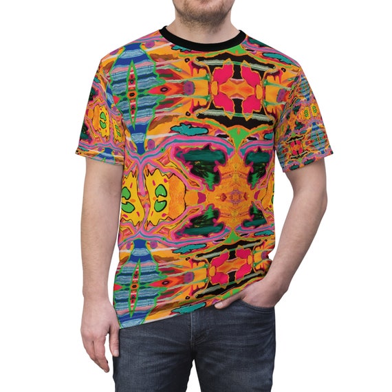 Bright Abstract Mens Graphic T-shirt Unisex Tee All Over Multi-color Print  Bold Organic Design Neon Colors From My Original Artwork - Etsy
