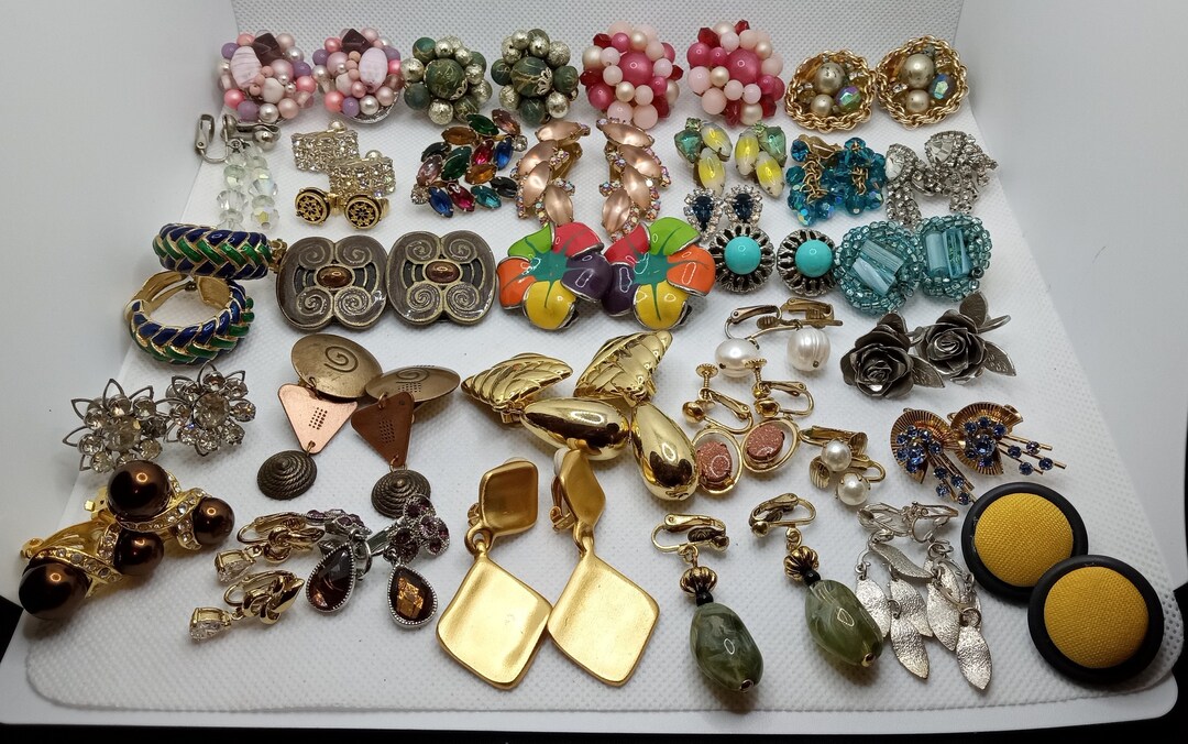 Clipon Earrings Lot 33 Pairs Vintage to Modern All Wearable Etsy
