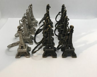 Eiffel Tower Keychains Lot 12 Piece Destash 4 Silver Tone 8 Brass Tone