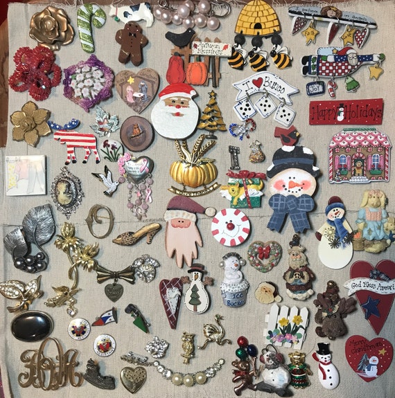 Brooch Lot 71 Piece Vintage Costume Jewelry Destas