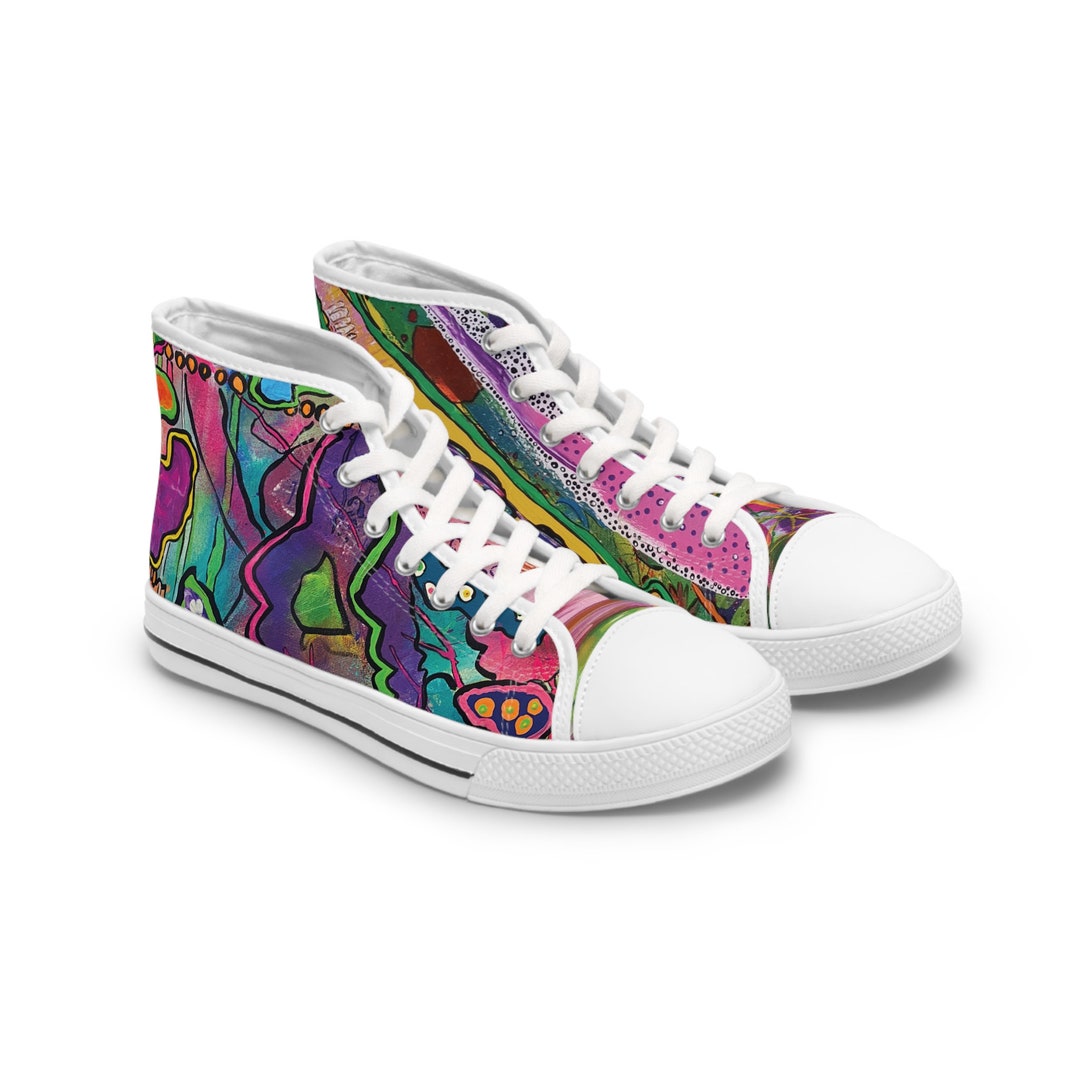 Neon Indian Aztec Abstract Art Print Women's High Top Shoes