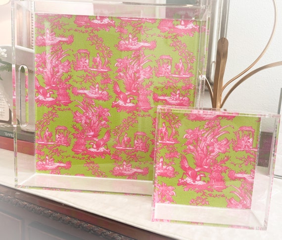Acrylic Tray- Chinoiserie Toile