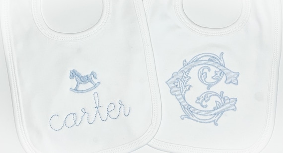 Set of two baby bibs with monogram