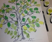 Wedding - Guest Book Fingerprint Tree! Black and White! Showers, Housewarming, Reunions!