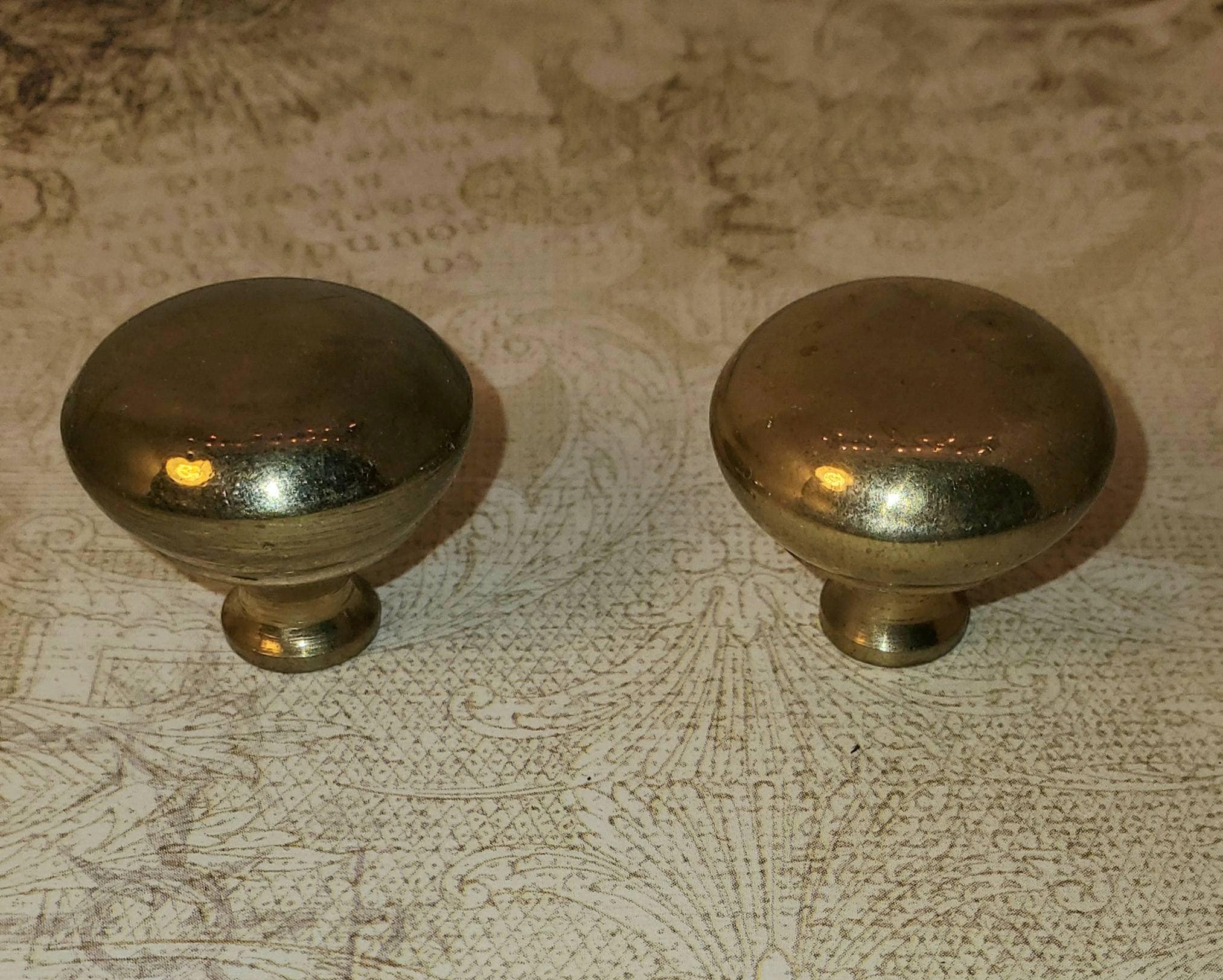 2 Small Brass Vintage Knobs Furniture Hardware Etsy