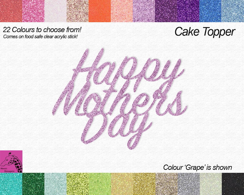 Custom Cake Topper Mother/'s Day Cake Topper Happy Mother/'s Day Glitter Cake Topper Glitter Cake Topper