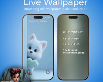 Live Wallpaper for Android Smartphones. Cute Dog with a Heart #2. Animated Wallpaper for a Smartphone. @CuteCartoonStudio