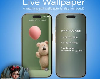 Live Wallpaper for Android Smartphones. Cute Bear with a Balloon #1. Animated Wallpaper for a Smartphone. @CuteCartoonStudio