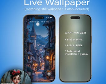Medieval Town Live Wallpaper for smartphones: Animated Smartphone Background (Digital Download, MP4 & PNG Files) @CuteCartoonStudio